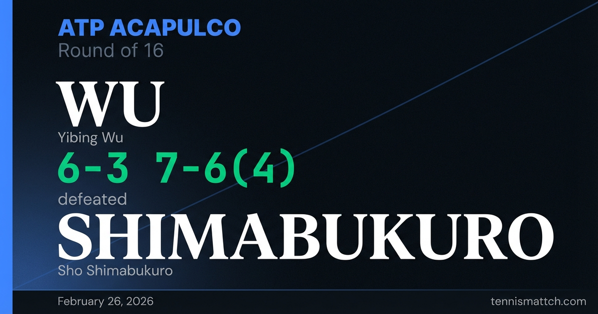 Yibing Wu vs Sho Shimabukuro — ATP Acapulco 2026