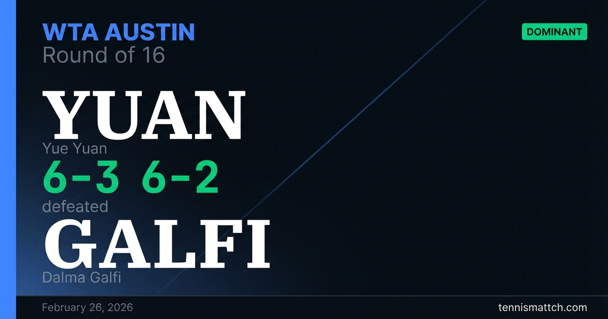 Yue Yuan vs Dalma Galfi — WTA Austin 2026