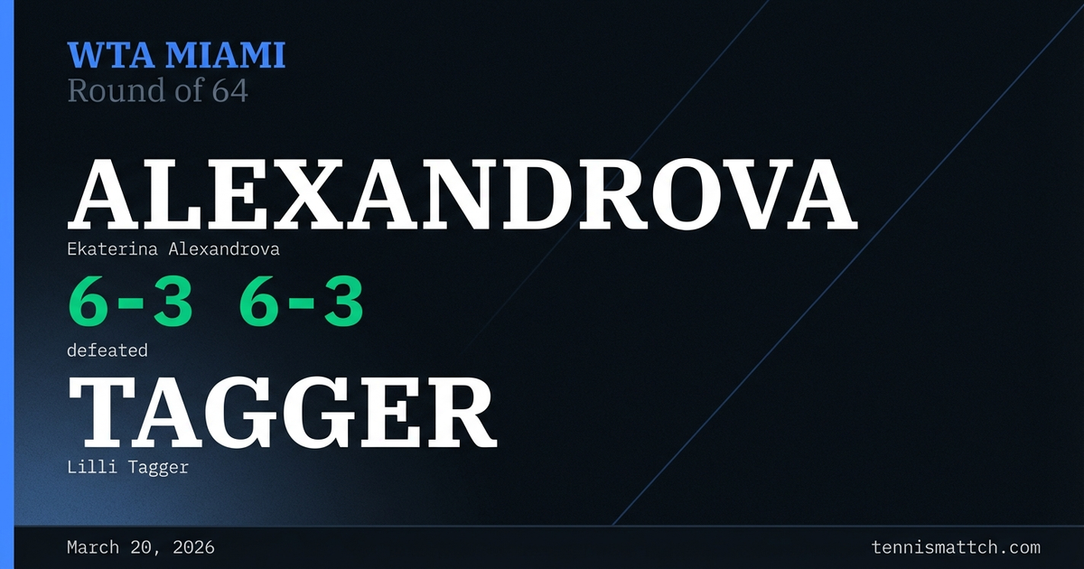 Ekaterina Alexandrova vs Lilli Tagger — Miami 2026