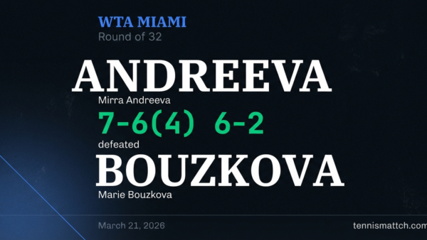 Mirra Andreeva vs Marie Bouzkova — Miami 2026