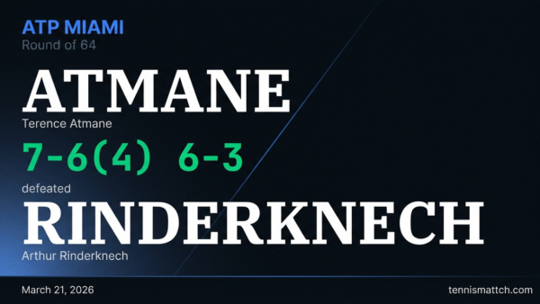 Terence Atmane vs Arthur Rinderknech — Miami 2026