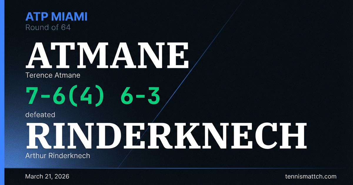 Terence Atmane vs Arthur Rinderknech — Miami 2026