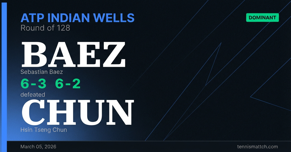 Sebastian Baez vs Hsin Tseng Chun — ATP Indian Wells 2026