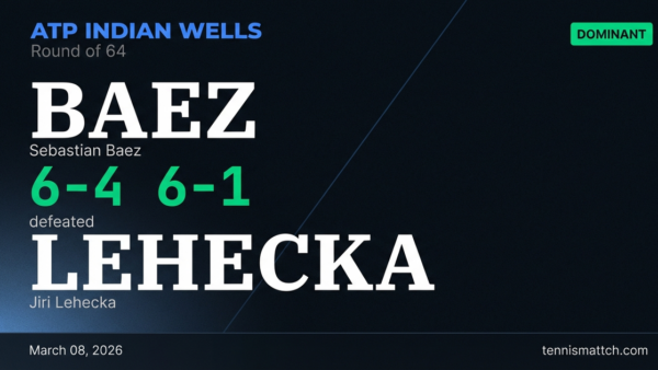 Sebastian Baez vs Jiri Lehecka — ATP Indian Wells 2026