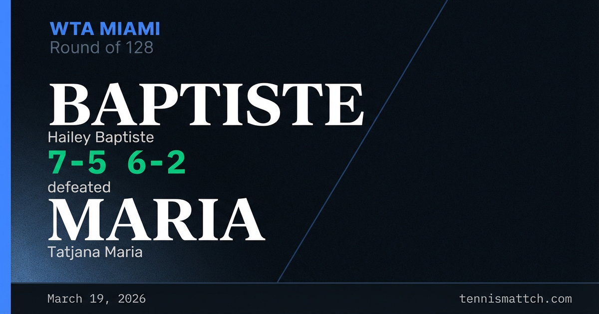 Hailey Baptiste vs Tatjana Maria — Miami 2026