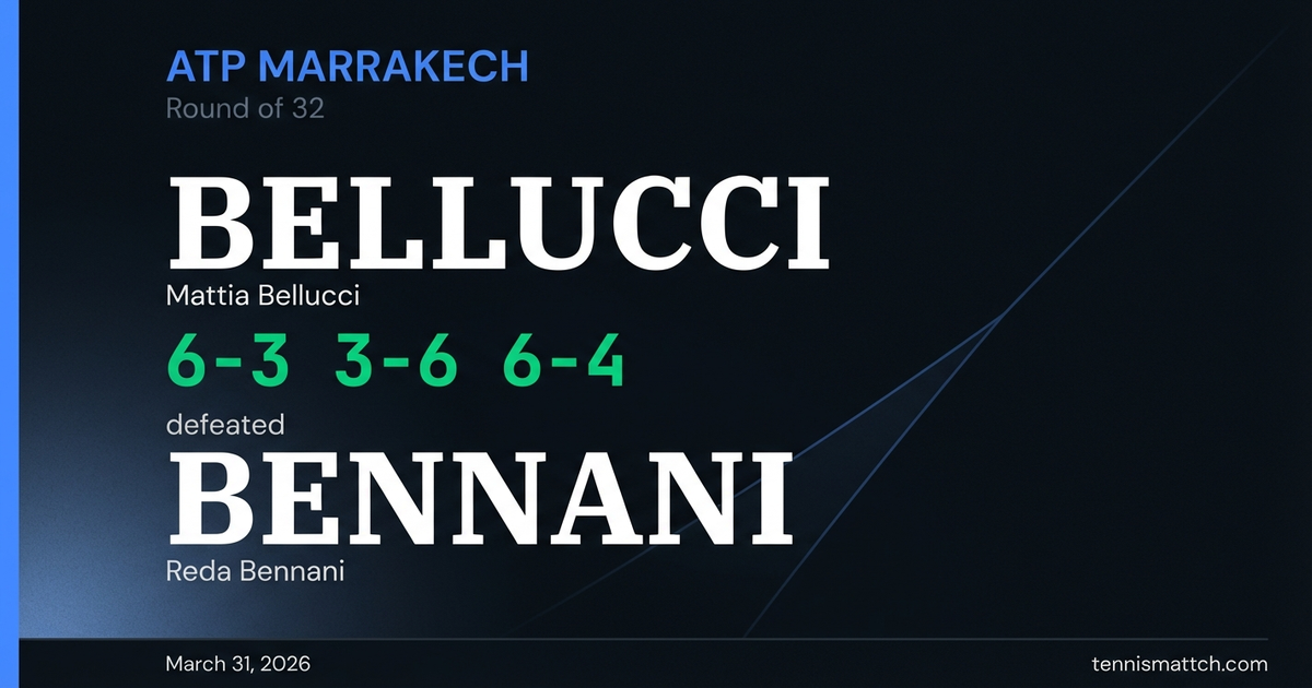 Mattia Bellucci vs Reda Bennani — Marrakech 2026