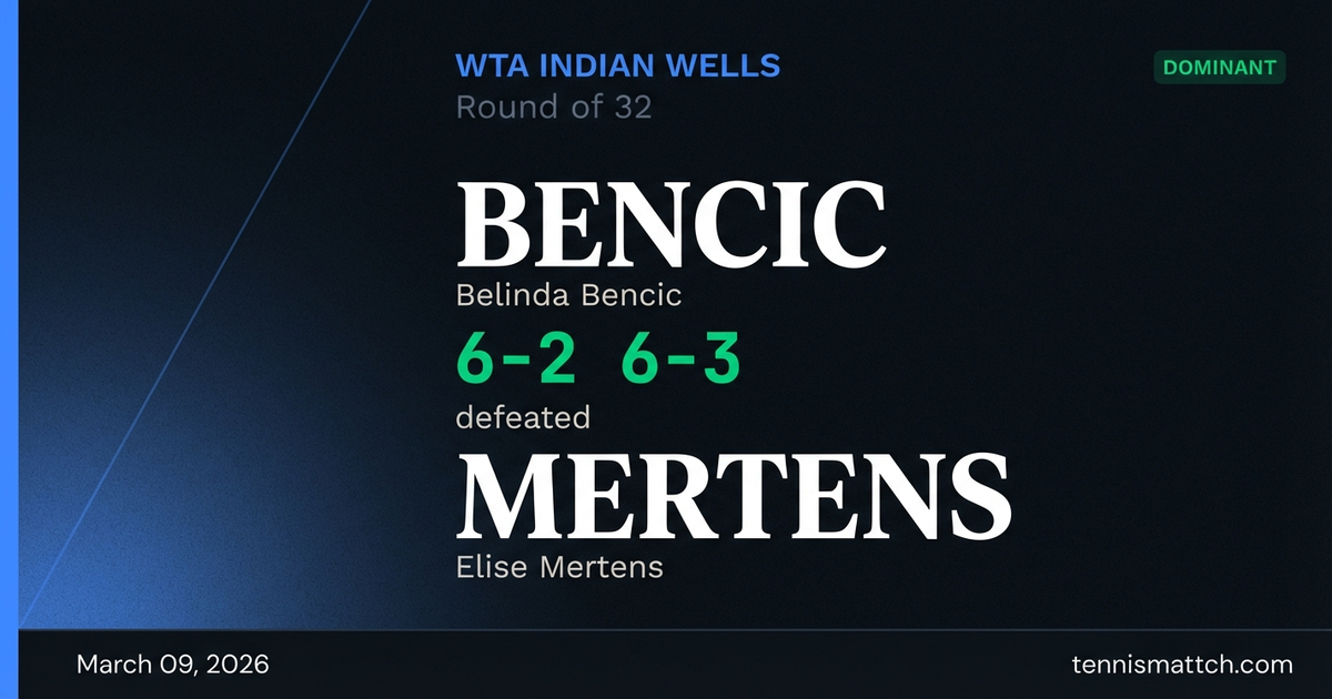 Belinda Bencic vs Elise Mertens — WTA Indian Wells 2026
