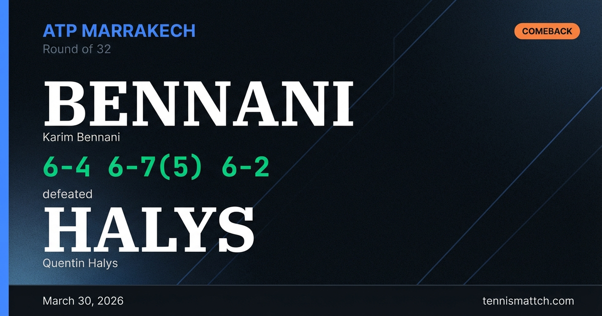 Karim Bennani vs Quentin Halys — Marrakech 2026