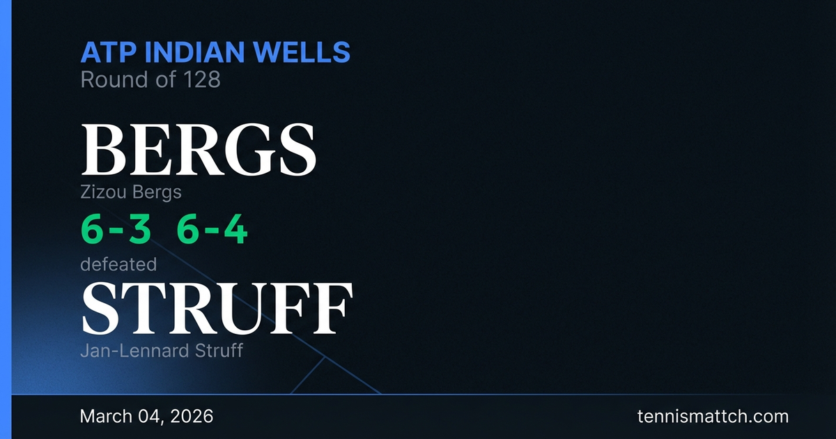 Zizou Bergs vs Jan-Lennard Struff — ATP Indian Wells 2026