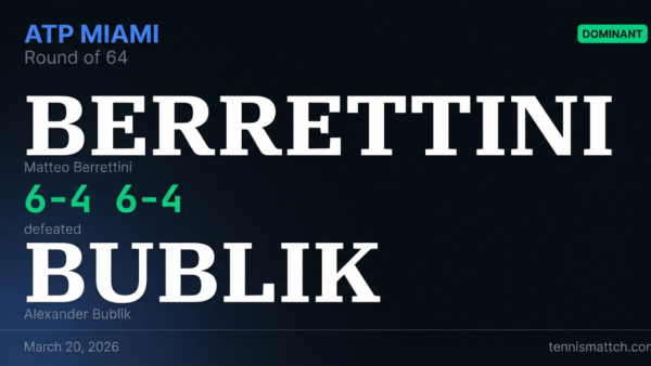 Matteo Berrettini vs Alexander Bublik — Miami 2026