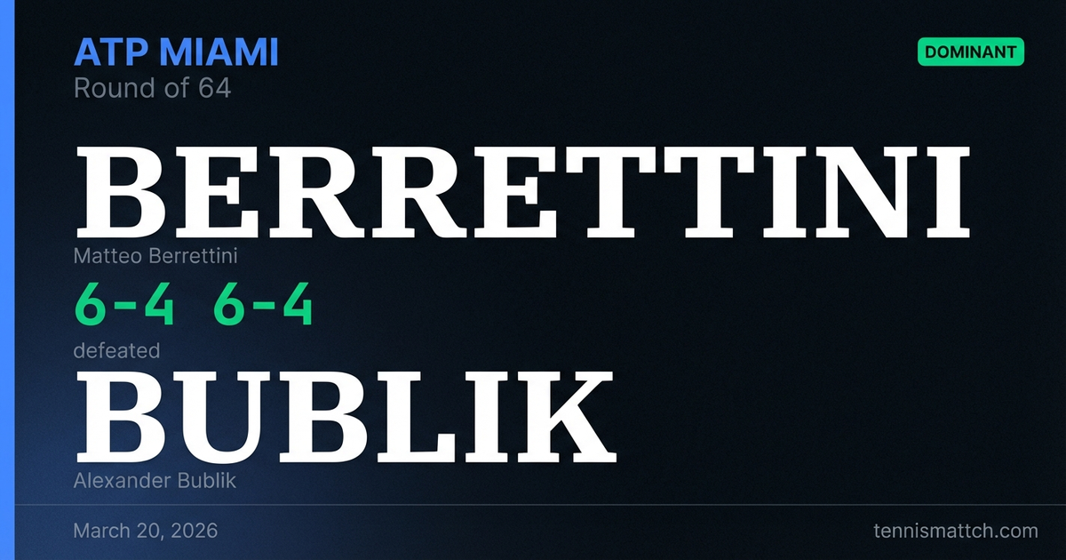 Matteo Berrettini vs Alexander Bublik — Miami 2026