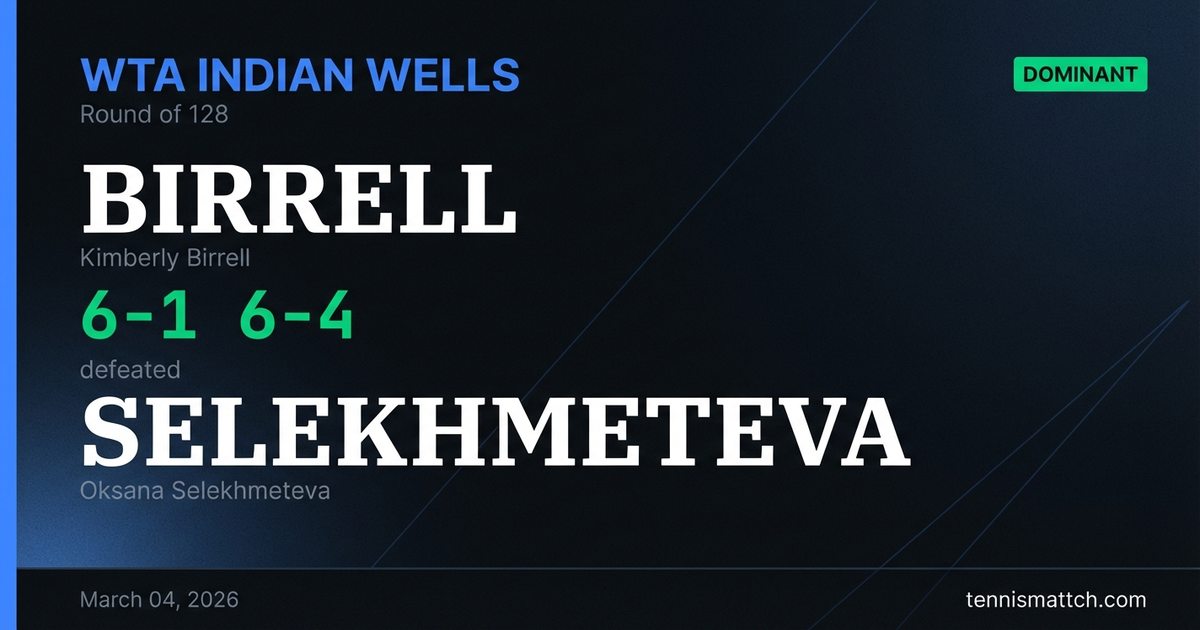Kimberly Birrell vs Oksana Selekhmeteva — WTA Indian Wells 2026