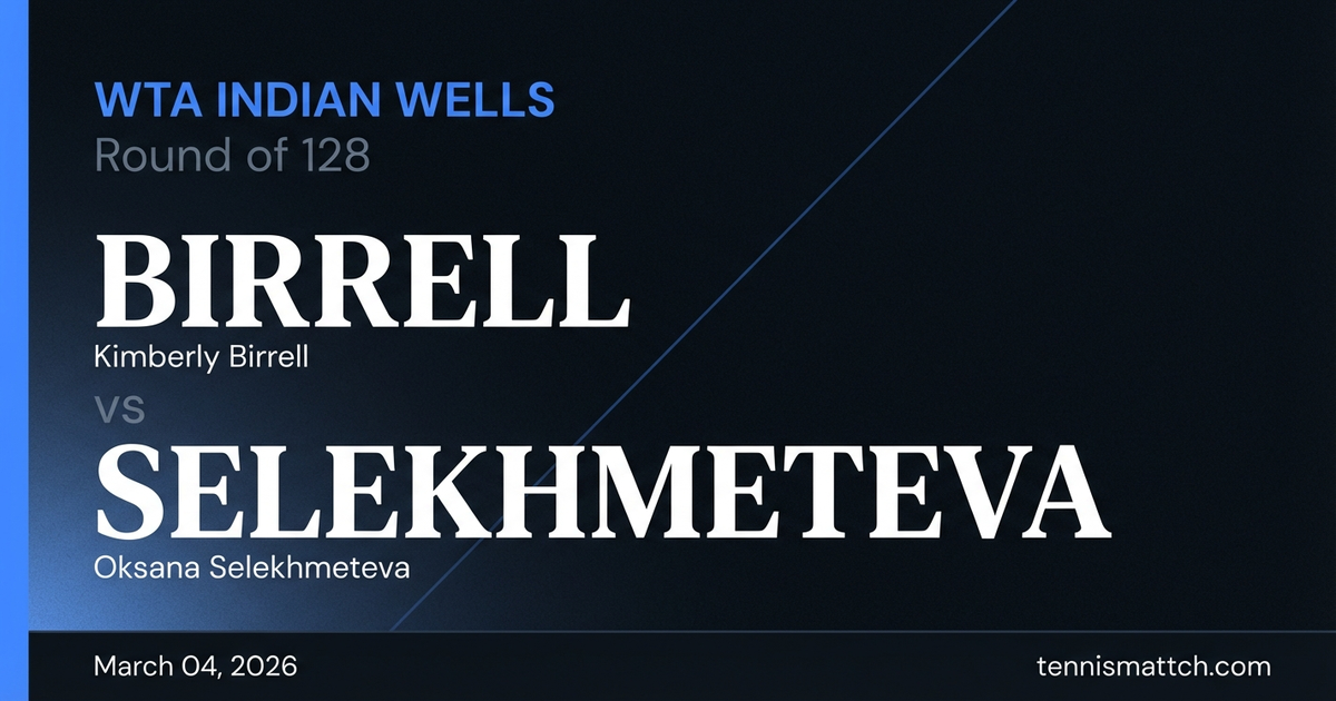 Kimberly Birrell vs Oksana Selekhmeteva — WTA Indian Wells 2026 Preview