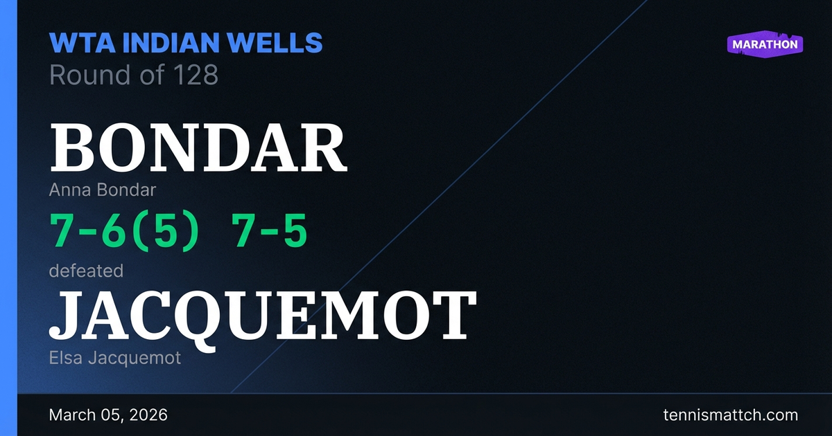 Anna Bondar vs Elsa Jacquemot — WTA Indian Wells 2026