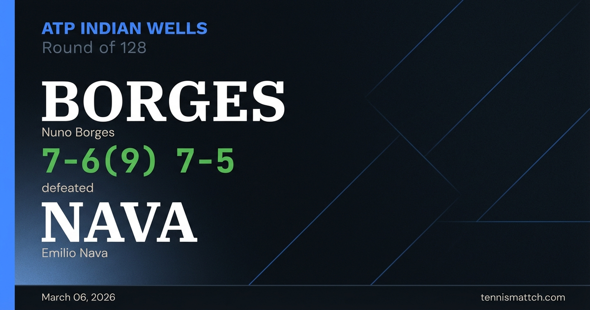 Nuno Borges vs Emilio Nava — ATP Indian Wells 2026