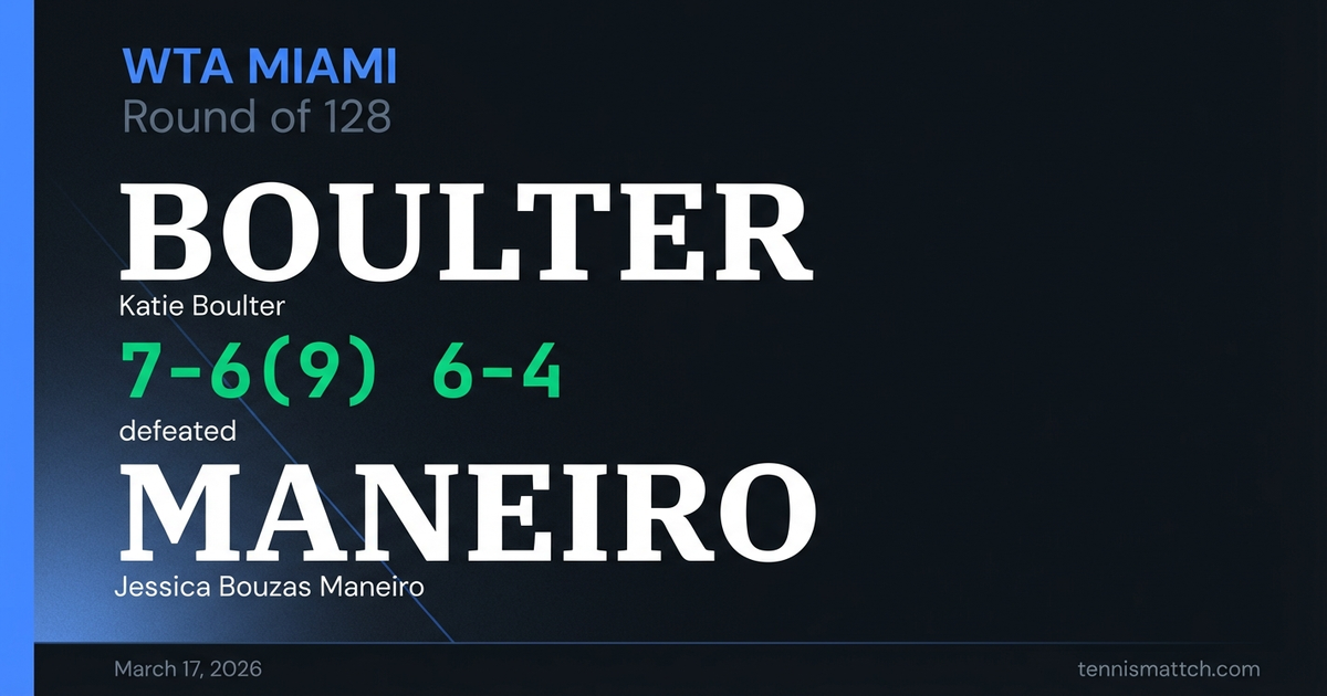 Katie Boulter vs Jessica Bouzas Maneiro — Miami 2026