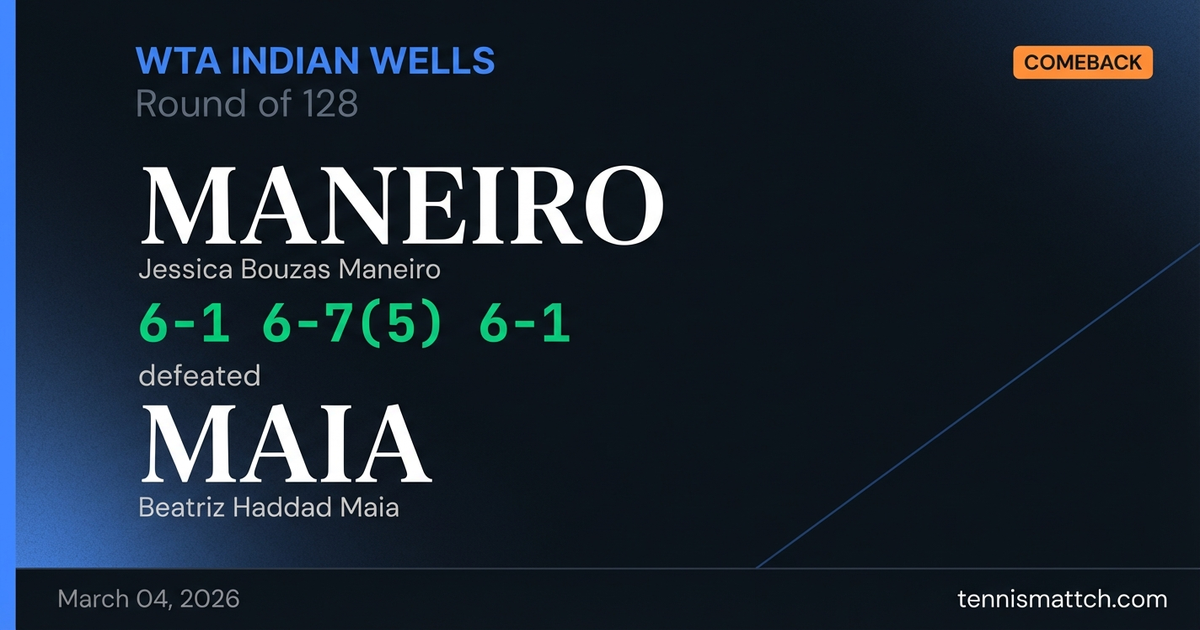 Jessica Bouzas Maneiro vs Beatriz Haddad Maia — WTA Indian Wells 2026