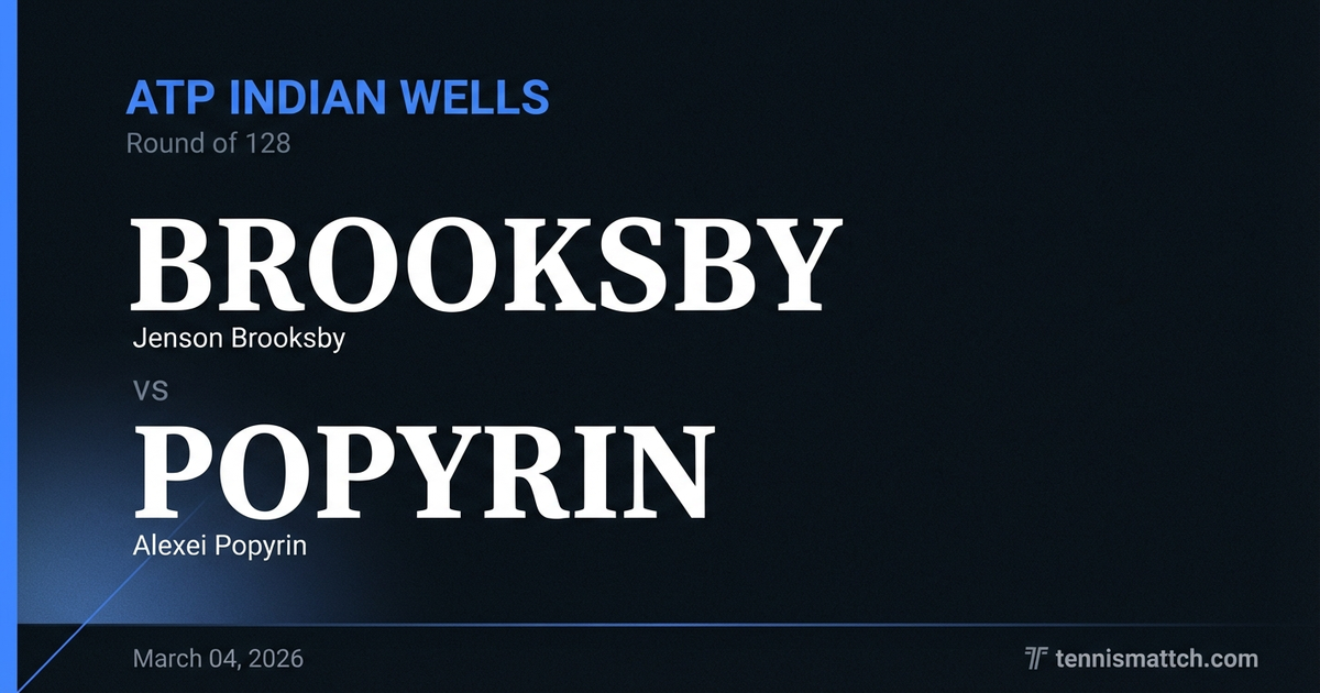 Jenson Brooksby vs Alexei Popyrin — ATP Indian Wells 2026 Preview