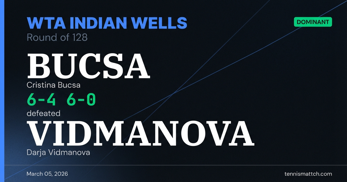 Cristina Bucsa vs Darja Vidmanova — WTA Indian Wells 2026