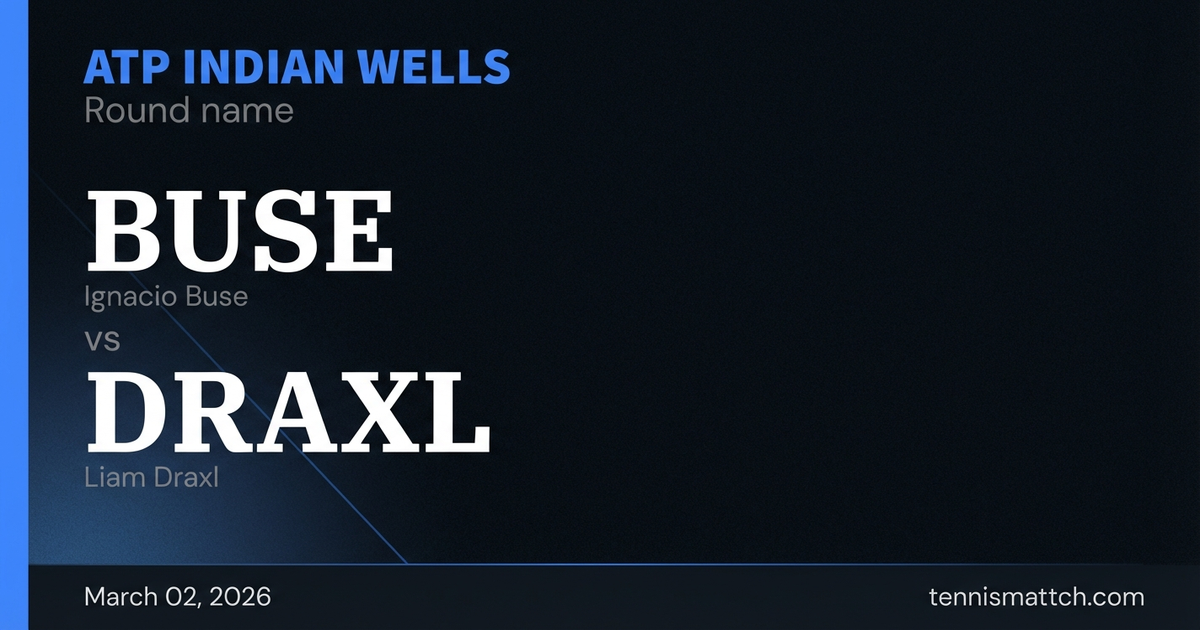 Ignacio Buse vs Liam Draxl — Indian Wells 2026 Preview