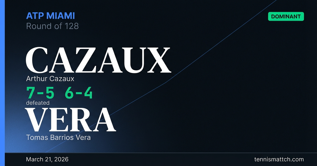Arthur Cazaux vs Tomas Barrios Vera — Miami 2026