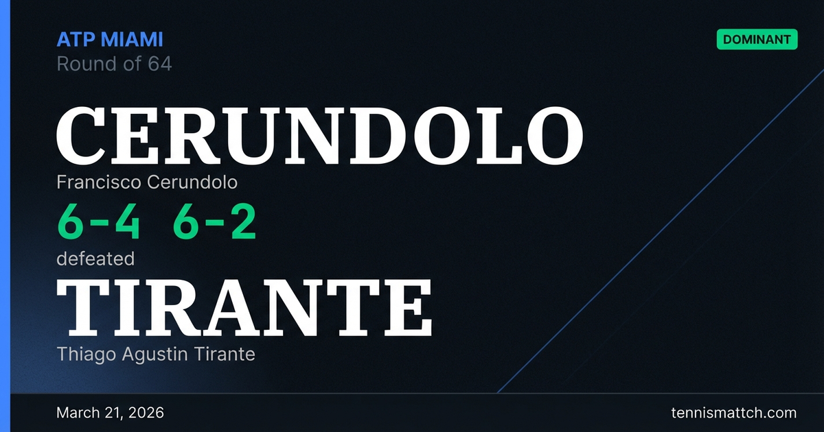 Francisco Cerundolo vs Thiago Agustin Tirante — Miami 2026