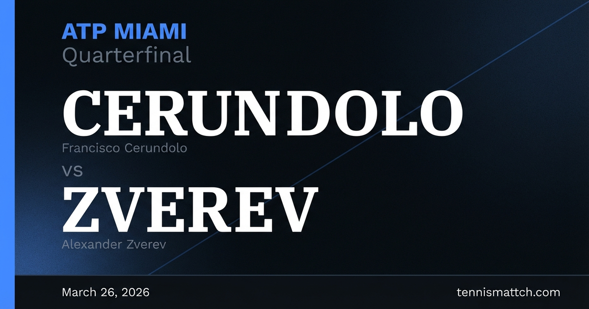 Francisco Cerundolo vs Alexander Zverev — Miami 2026 Preview