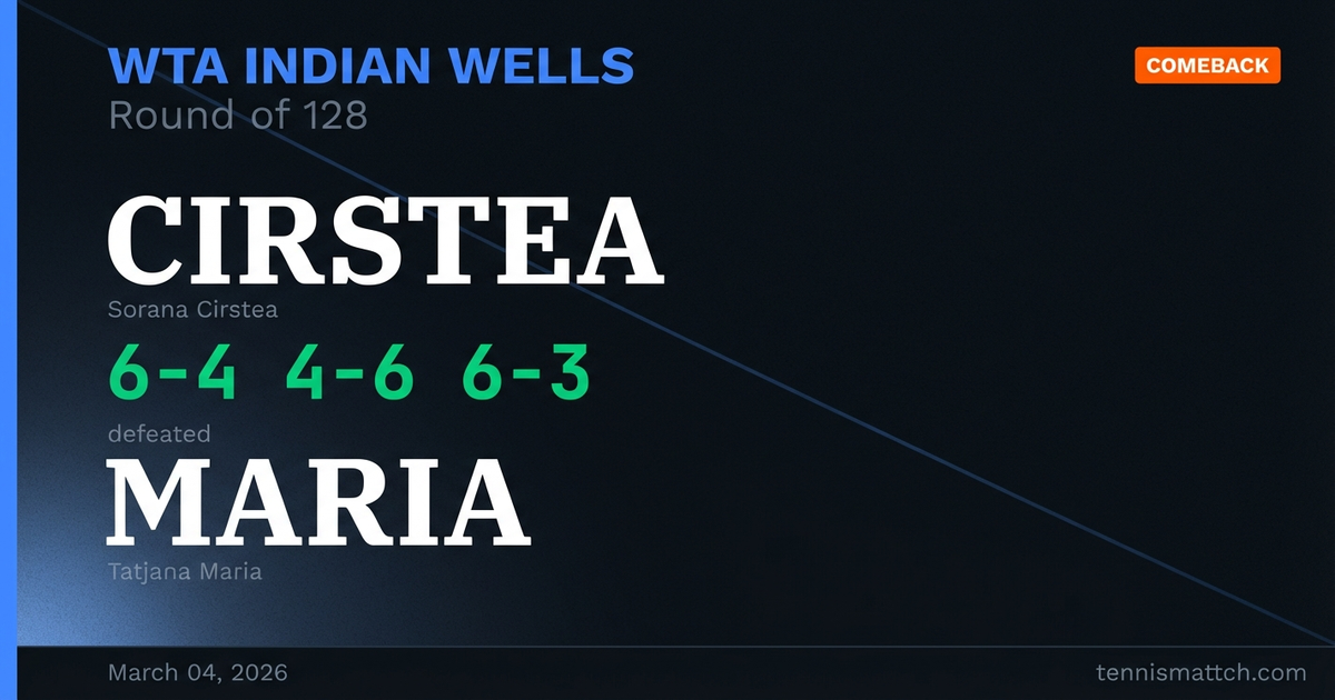 Sorana Cirstea vs Tatjana Maria — WTA Indian Wells 2026