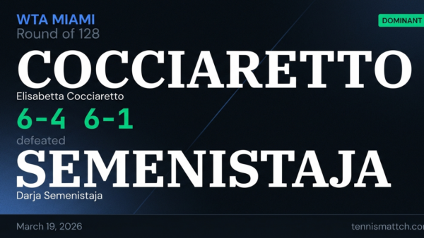 Elisabetta Cocciaretto vs Darja Semenistaja — Miami 2026