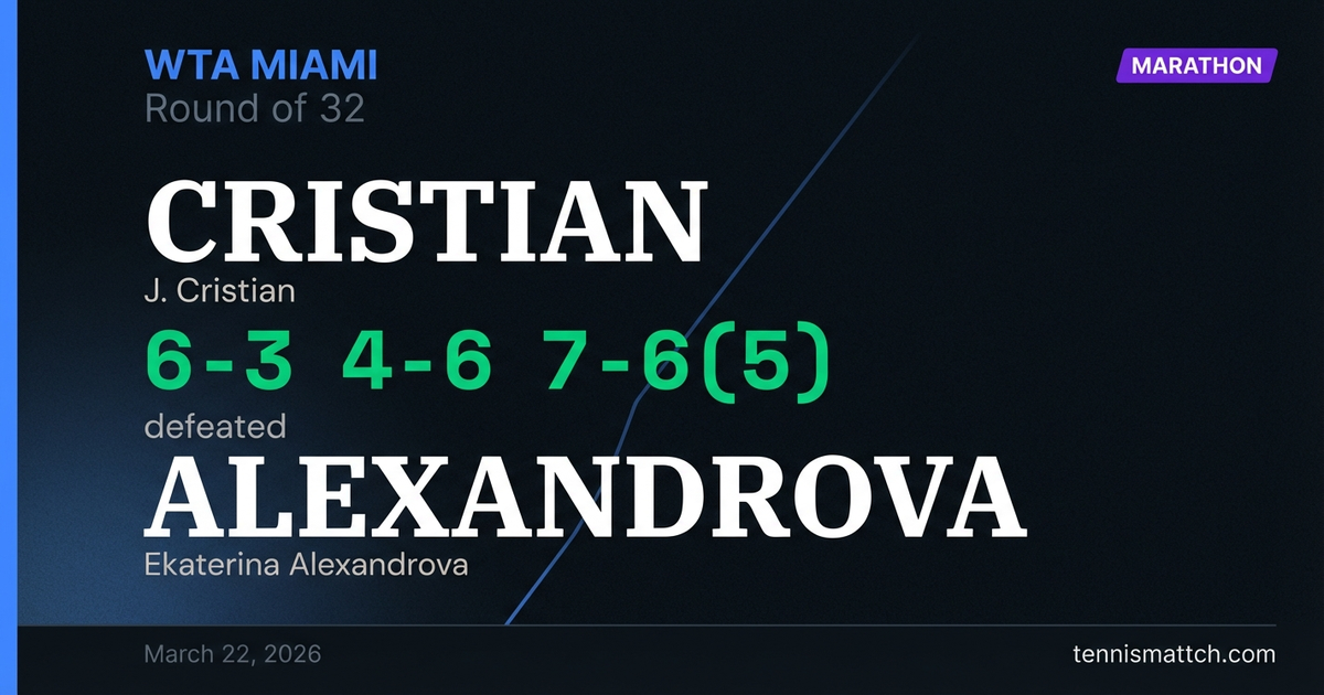 J. Cristian vs Ekaterina Alexandrova — Miami 2026