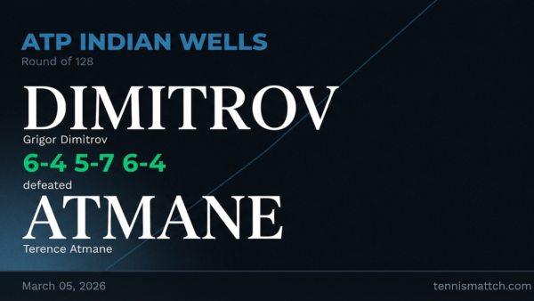 Grigor Dimitrov vs Terence Atmane — ATP Indian Wells 2026