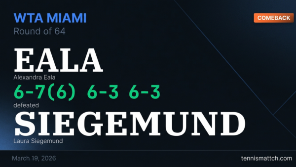 Alexandra Eala vs Laura Siegemund — Miami 2026