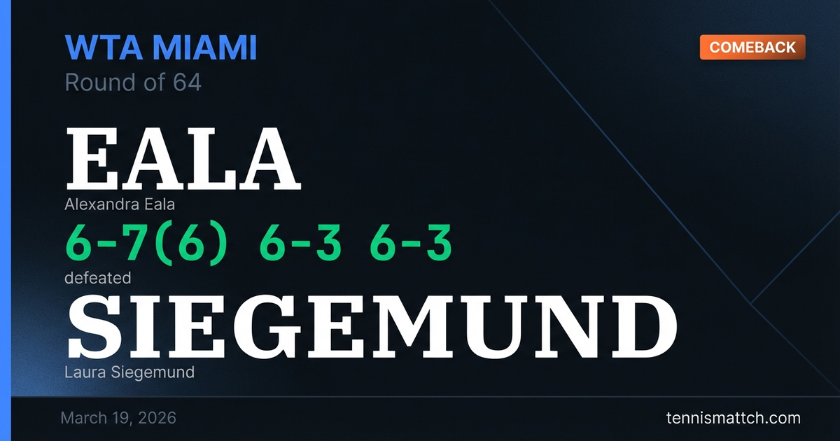 Alexandra Eala vs Laura Siegemund — Miami 2026