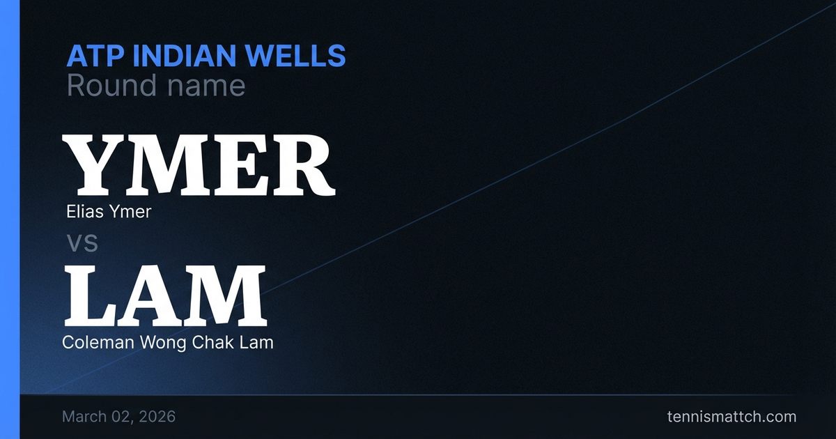 Elias Ymer vs Coleman Wong Chak Lam — Indian Wells 2026 Preview