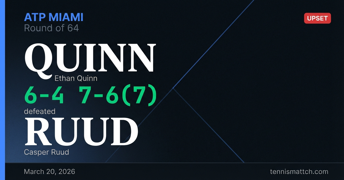 Ethan Quinn vs Casper Ruud — Miami 2026
