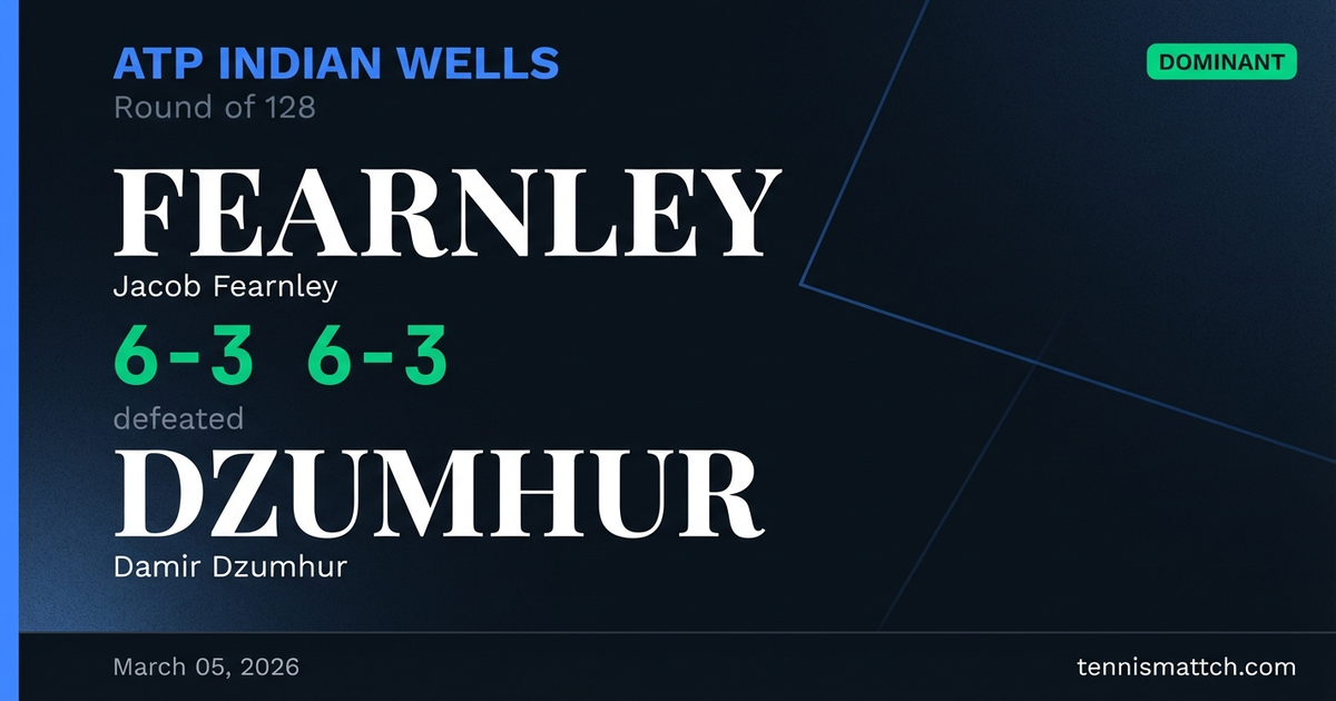 Jacob Fearnley vs Damir Dzumhur — ATP Indian Wells 2026