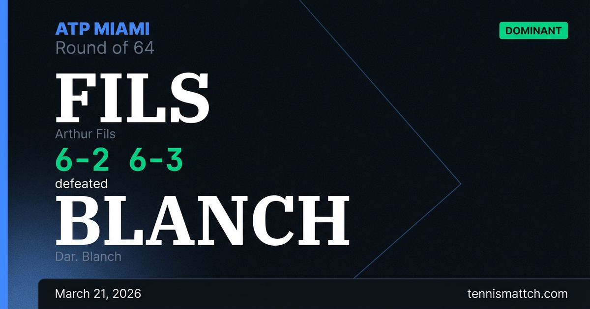Arthur Fils vs Dar. Blanch — Miami 2026