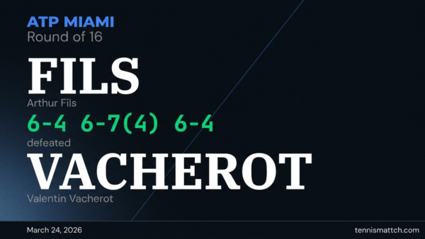 Arthur Fils vs Valentin Vacherot — Miami 2026