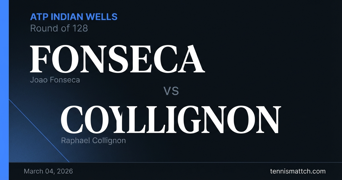 Joao Fonseca vs Raphael Collignon — ATP Indian Wells 2026 Preview