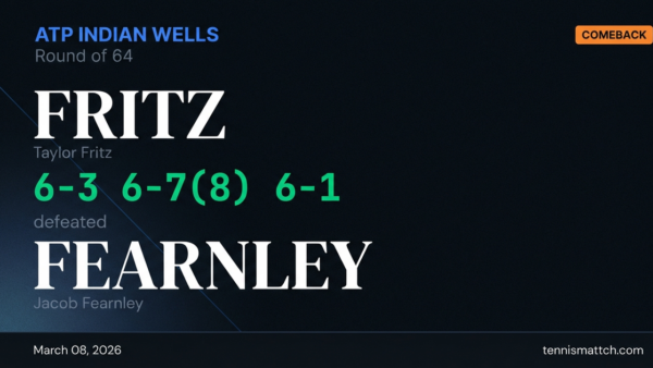 Taylor Fritz vs Jacob Fearnley — ATP Indian Wells 2026