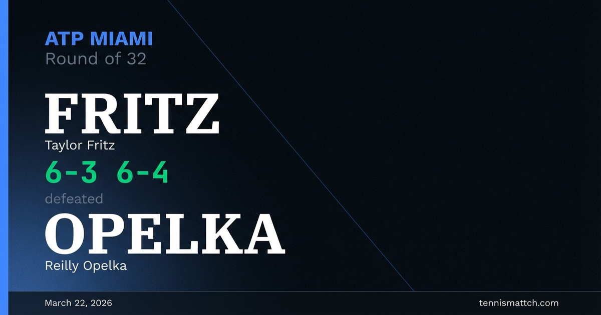 Taylor Fritz vs Reilly Opelka — Miami 2026