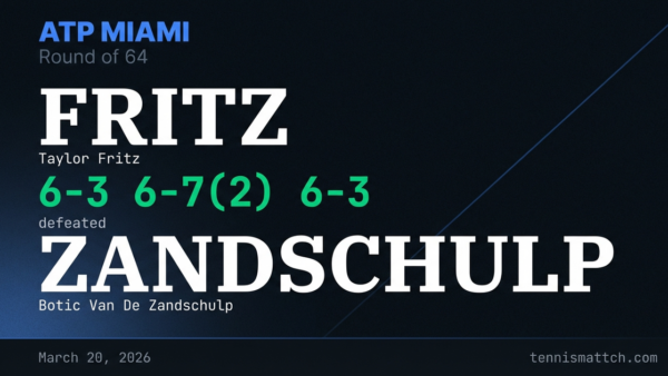 Taylor Fritz vs Botic Van De Zandschulp — Miami 2026