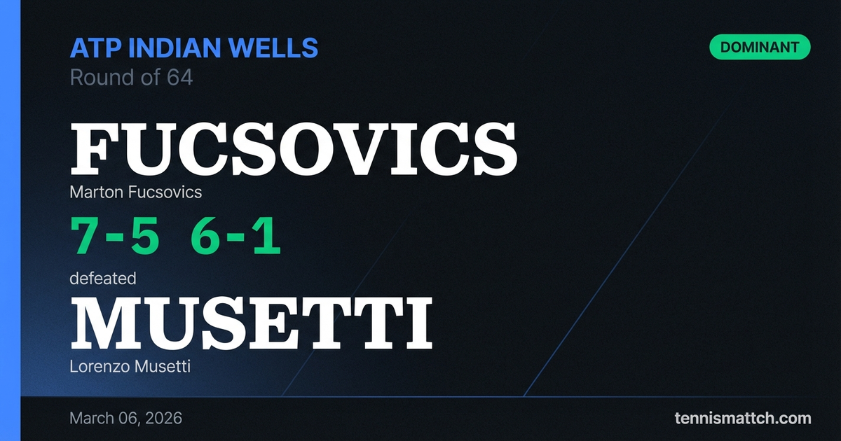 Marton Fucsovics vs Lorenzo Musetti — ATP Indian Wells 2026