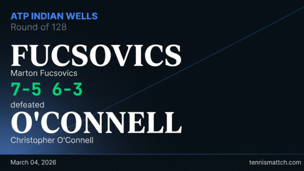 Marton Fucsovics vs Christopher O'Connell — ATP Indian Wells 2026