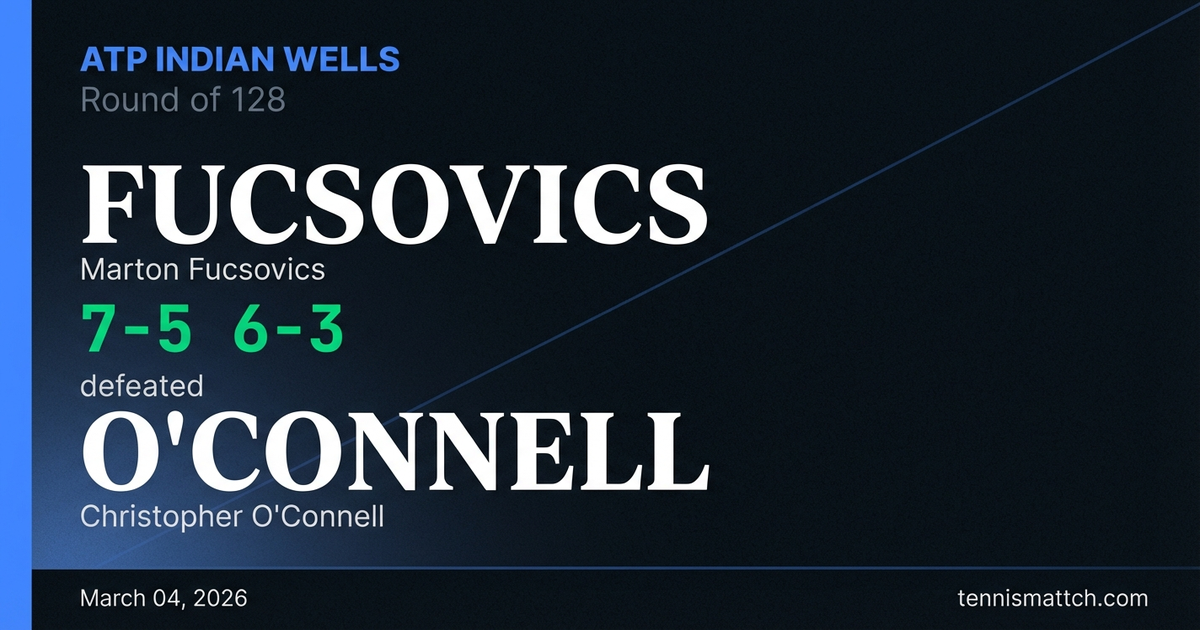 Marton Fucsovics vs Christopher O'Connell — ATP Indian Wells 2026