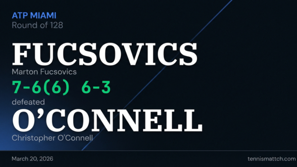 Marton Fucsovics vs Christopher O'Connell — Miami 2026