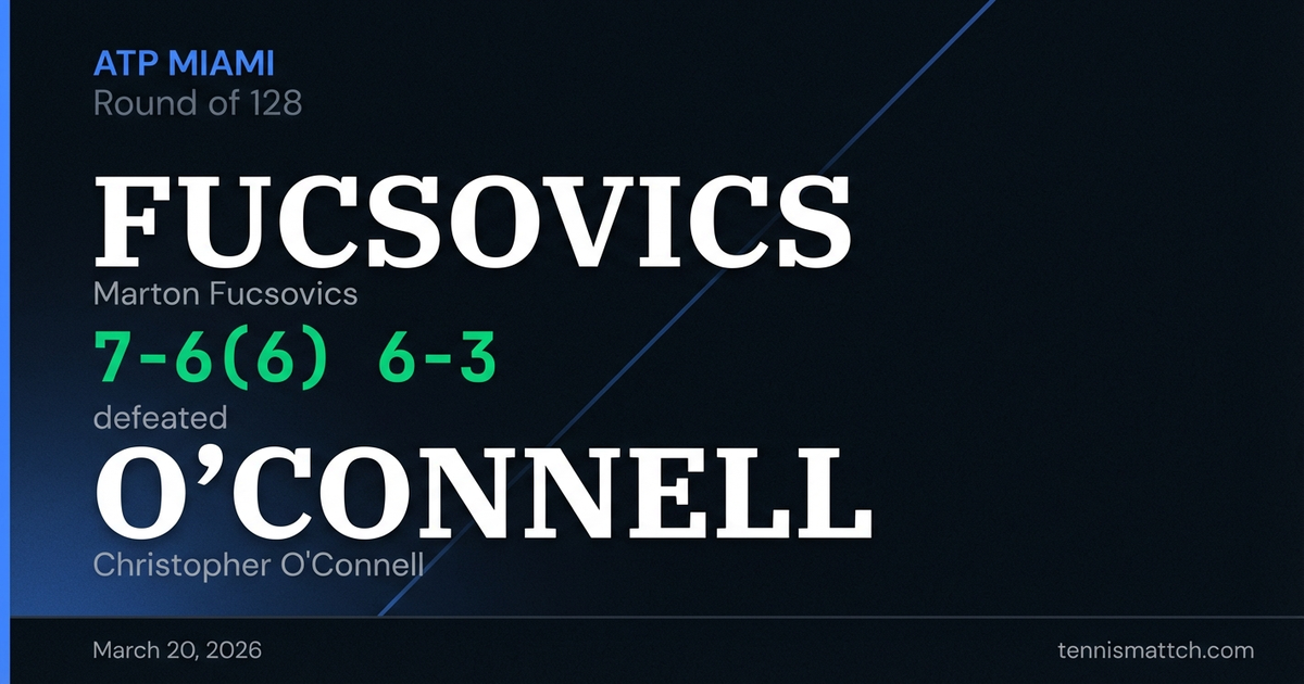 Marton Fucsovics vs Christopher O'Connell — Miami 2026