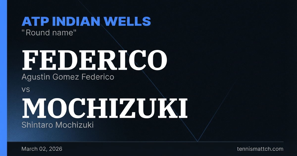 Agustin Gomez Federico vs Shintaro Mochizuki — Indian Wells 2026 Preview