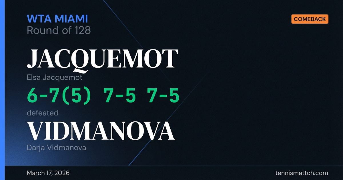 Elsa Jacquemot vs Darja Vidmanova — Miami 2026
