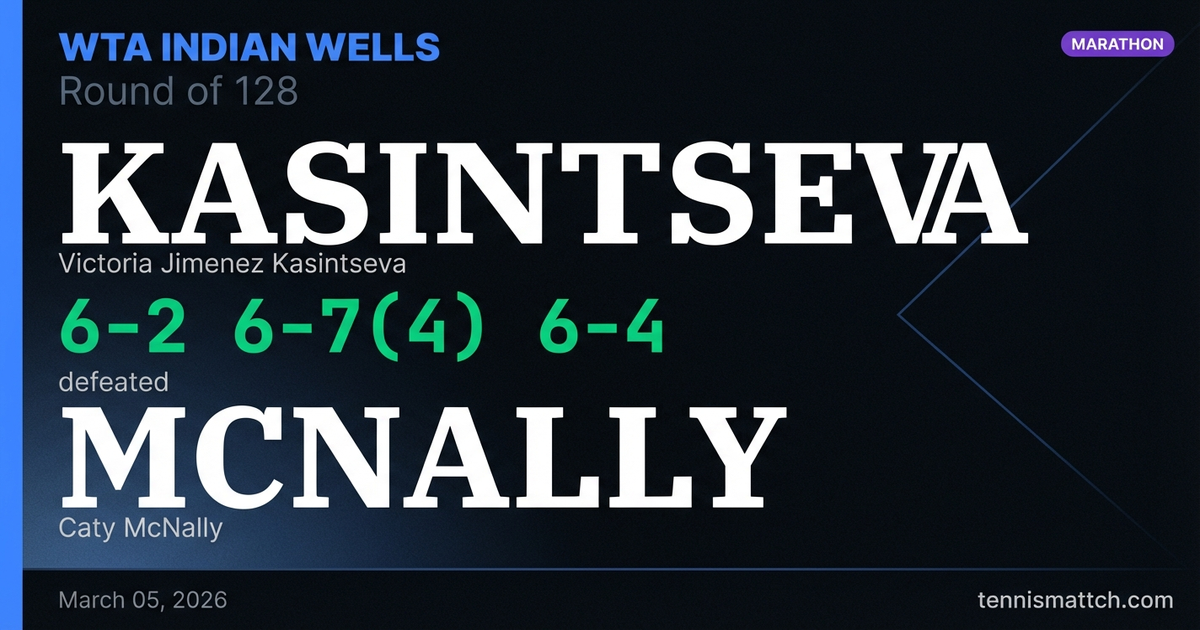Victoria Jimenez Kasintseva vs Caty McNally — WTA Indian Wells 2026